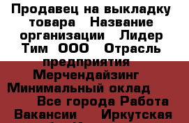 Продавец на выкладку товара › Название организации ­ Лидер Тим, ООО › Отрасль предприятия ­ Мерчендайзинг › Минимальный оклад ­ 26 000 - Все города Работа » Вакансии   . Иркутская обл.,Иркутск г.